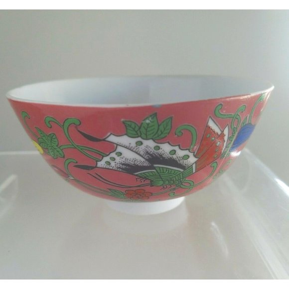 Vintage Japanese Porcelain Rice Bowl Butterflies w/Red Rising Sun mark - Picture 1 of 8